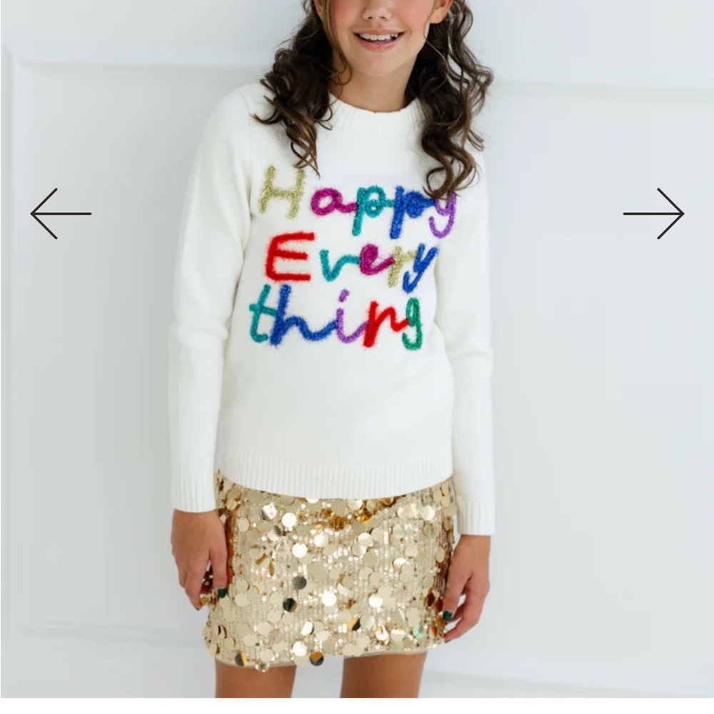 Lola The Boys Kids Happy Everything Tinsel Sweater sz 10 Ribbed‎ Knit Multi